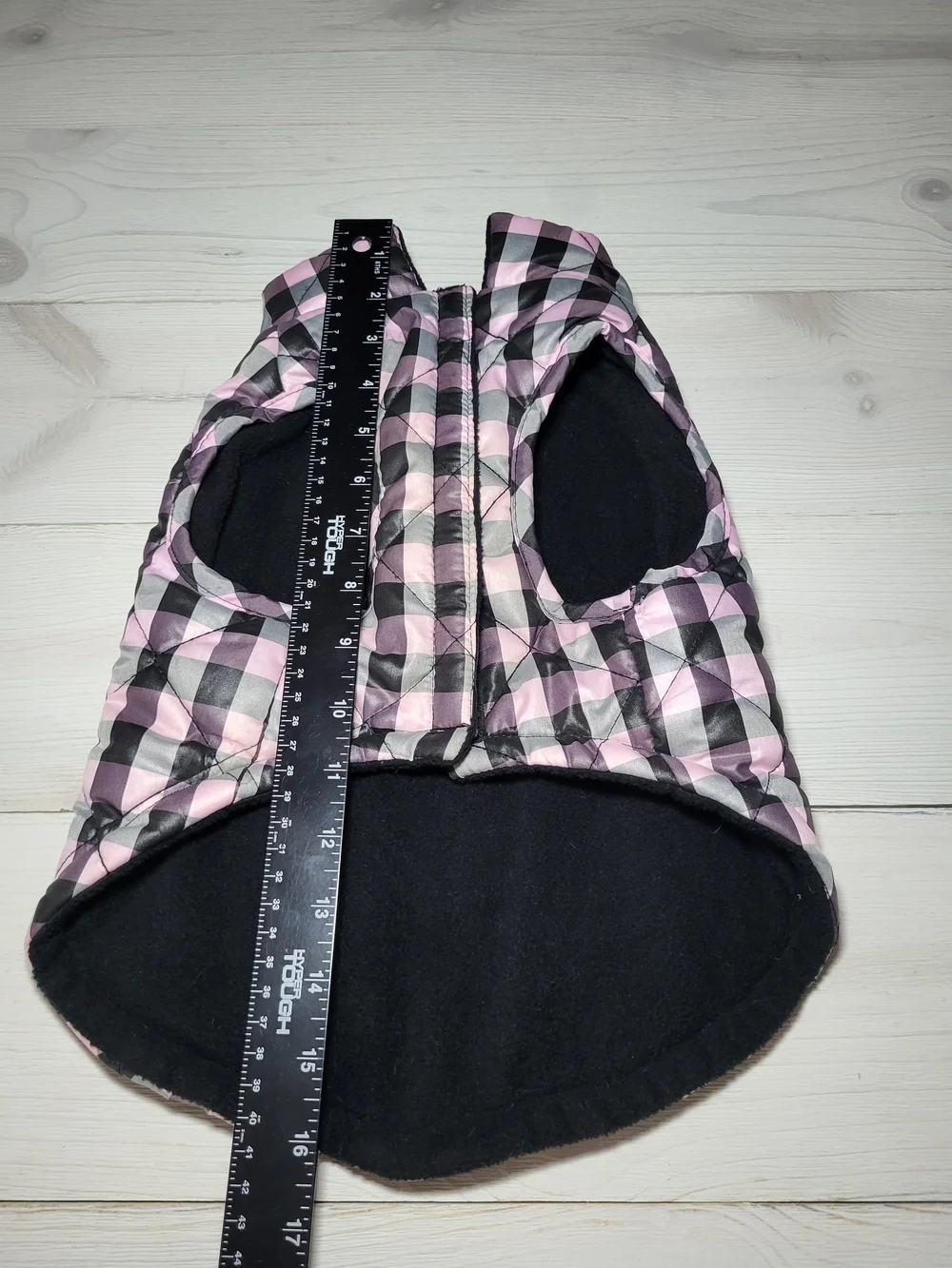 Telluride Clothing Dog Jacket Gingham Plaid Quilted Puffer Fleece Lined Coat.
